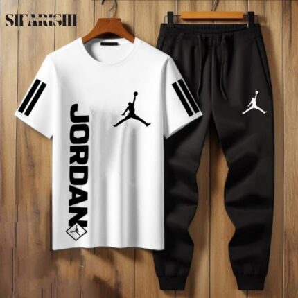 Printed Trouser T-Shirt Summer Tracksuit – White
